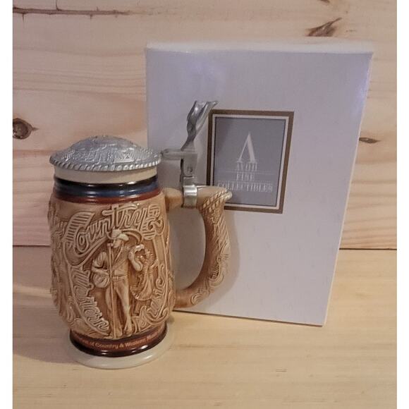 Avon Country & Western Music Ceramic Beer Stein 1994 New in Box - Picture 1 of 9